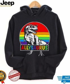 Allysaurus LGBT Vintage Dinosaur Rainbow Flag Ally T Shirt