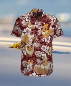 Aloha Eevee Pokemon Hawaiian Shirt Palm Leaves Pattern Summer Beach Gift