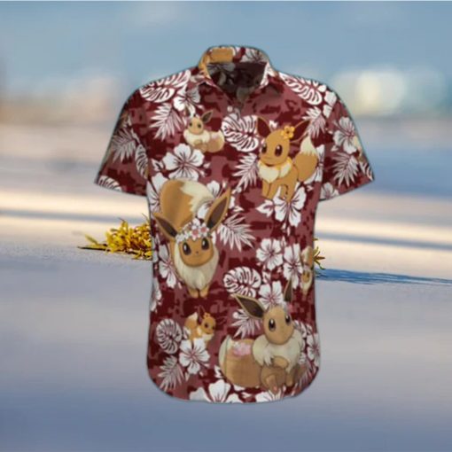 Aloha Eevee Pokemon Hawaiian Shirt Palm Leaves Pattern Summer Beach Gift