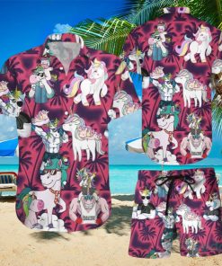 Aloha Funny Unicorn With Glasses Hawaiian Shirt & Short For Men And Women