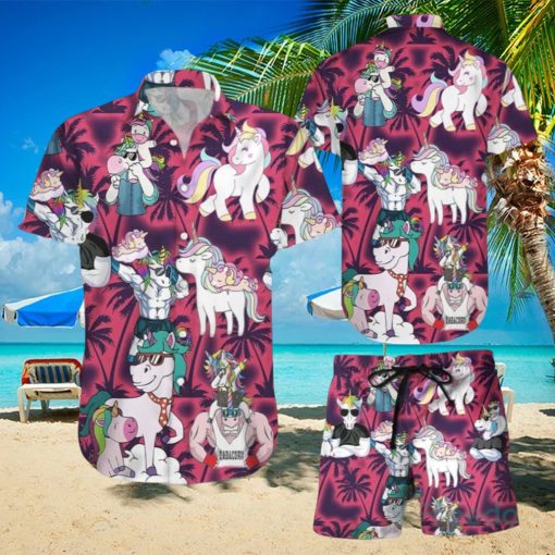 Aloha Funny Unicorn With Glasses Hawaiian Shirt & Short For Men And Women