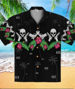 Aloha Skull And Pistol Gun Floral Hawaiian Shirt