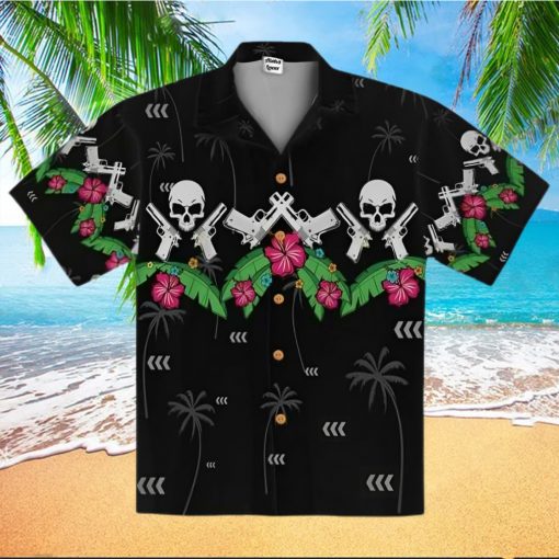 Aloha Skull And Pistol Gun Floral Hawaiian Shirt