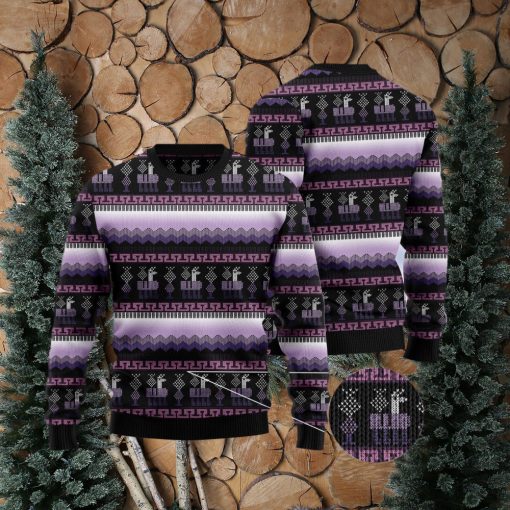 Alpaca Purple Pattern Ugly Christmas Sweater Gift Men Women