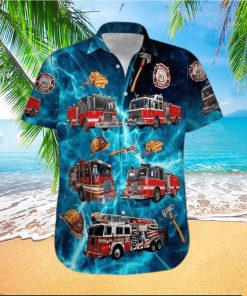 Amazing Firefighter Blue Hawaiian Shirt