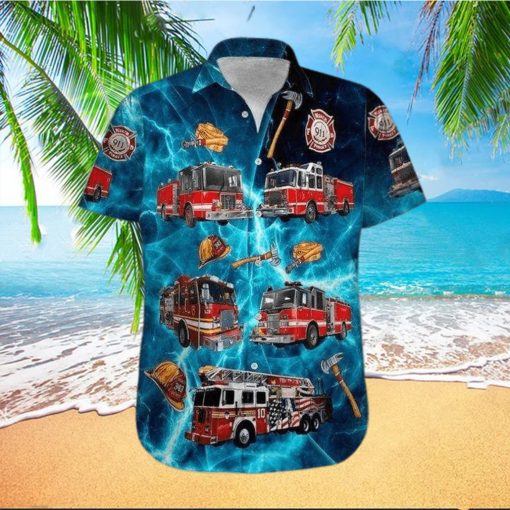 Amazing Firefighter Blue Hawaiian Shirt