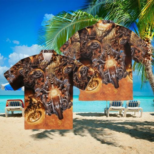 Amazing Skull Motorcycle Racing Hawaiian T Shirt