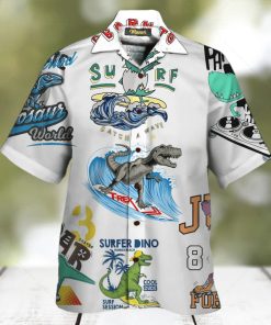 Amazing Surfer Dino T Rex Surfing Aloha Hawaiian Shirts