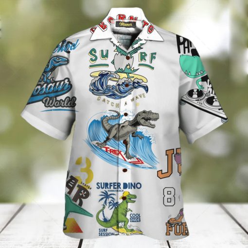 Amazing Surfer Dino T Rex Surfing Aloha Hawaiian Shirts