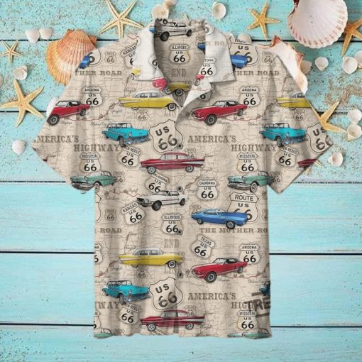 Amazing Vintage Muscle Car On Route Hawaiian Shirts