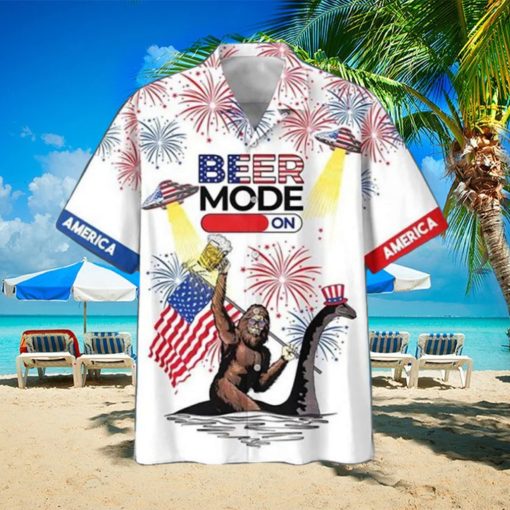 America Bigfoot Beer Mode On Hawaiian Shirt