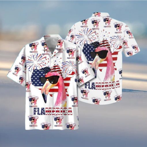 America Flag Flamingo Hawaiian Shirt Summer Gift For Friend