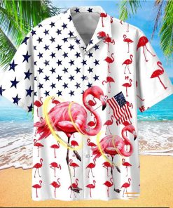 America Flag Flamingo Hawaiian Shirt