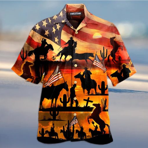 American Cowboy Sunset Full Printing Hawaiian Shirt