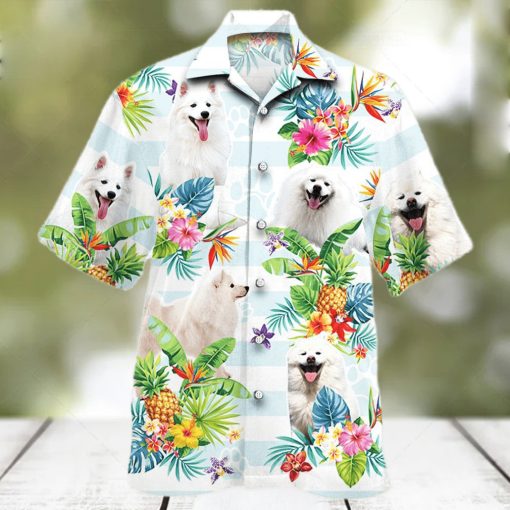 American Eskimo Dog Tropical Flower Hawaiian Shirt