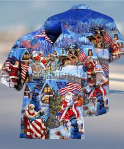 American Patriot Santa Hawaiian Shirt, Santa Claus Shirt