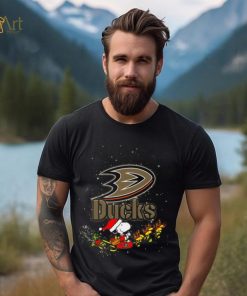 Anaheim Ducks NHL Santa Snoopy and Woodstock Christmas T Shirt