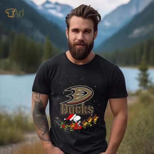 Anaheim Ducks NHL Santa Snoopy and Woodstock Christmas T Shirt