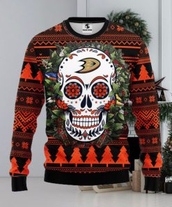 Anaheim Ducks Skull Flower Ugly Christmas Ugly Sweater