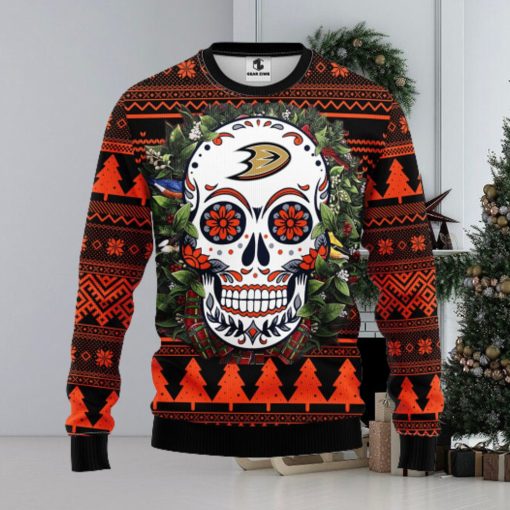 Anaheim Ducks Skull Flower Ugly Christmas Ugly Sweater