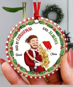 And At Christmas And Always, Couple Gift, Personalized Ornament, Hugging Couple Ornamen