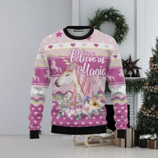 Animal Unicorn Believe In Magic Ugly Christmas Sweater