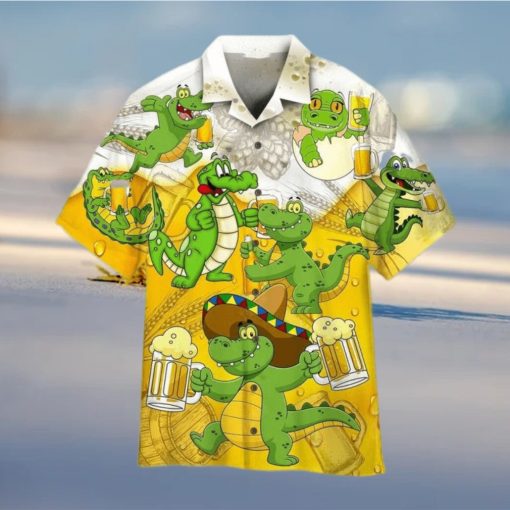 Animals Green Alligator Love Beer Aloha Hawaiian Shirt