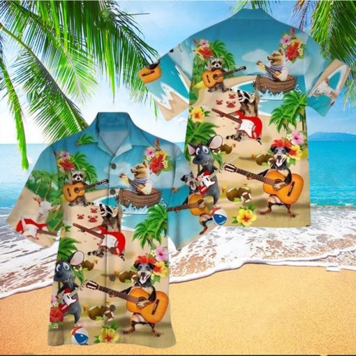 Animals Guitar Hawaiian Shirt Funny Play Music Beach Party Tropical