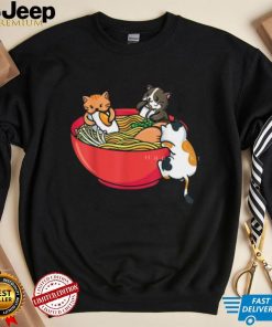 Anime Cats Eat Japanese Ramen Noodles T Shirt