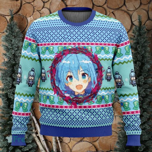 Aqua KonoSuba Sweater Xmas Funny All Over Print Gift For Fans Ugly Christmas