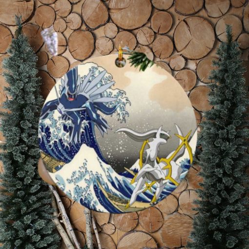 Arceus Vs Dialga Pokemon The Great Wave Japan Perfect Gift For Holiday Ornament