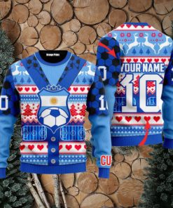 Argentina We Will Be Champion Football Cup Personalized Name Ugly Christmas Sweaters For Men And Women