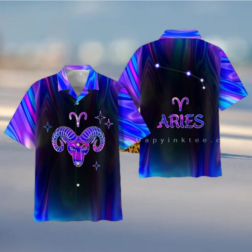 Aries Zodiac Ultra Holo Star Hawaii Gift For Summer Shirt