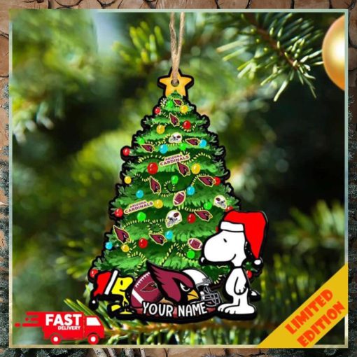 Arizona Cardinals Customized Your Name Snoopy And Peanut Ornament Christmas Gifts For NFL Fans