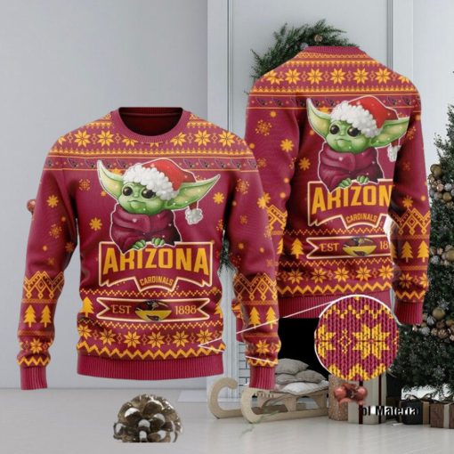 Arizona Cardinals Cute Baby Yoda Grogu Holiday Party Ugly Christmas Sweater Perfect Holiday Gift