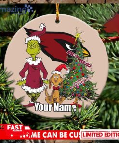 Arizona Cardinals Logo NFL Ugly Grinch Christmas Ornament Custom Name