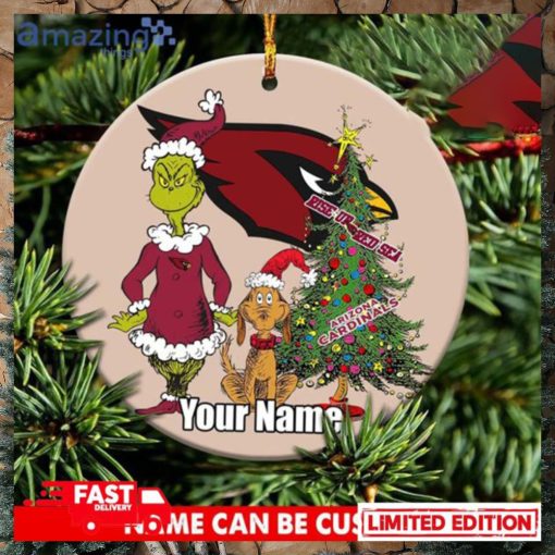 Arizona Cardinals Logo NFL Ugly Grinch Christmas Ornament Custom Name