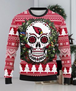 Arizona Cardinals Skull Flower Ugly Christmas Ugly Sweater