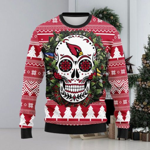 Arizona Cardinals Skull Flower Ugly Christmas Ugly Sweater