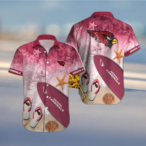 Arizona Cardinals Surfboard Pattern Custom Name Hawaiian Shirt