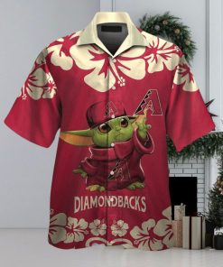 Arizona Diamondbacks Baby Yoda Short Sleeve Button Up Tropical Hawaiian Shirt