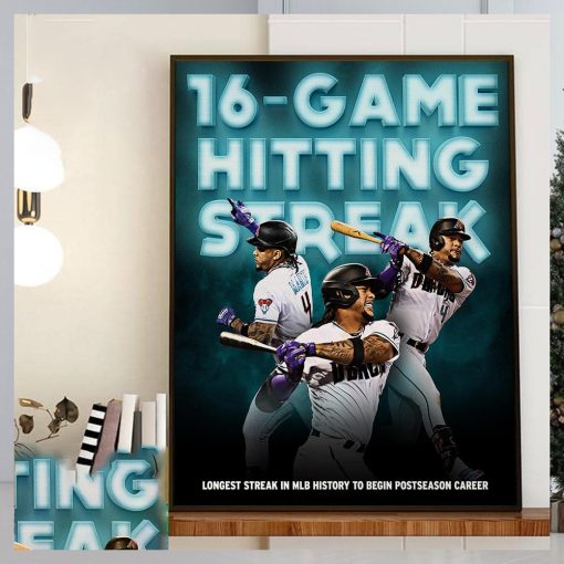 Arizona Diamondbacks Ketel Marte 16 Game Hitting Streak Home Decor Poster Canvas