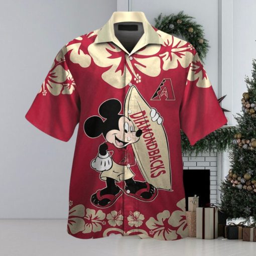 Arizona Diamondbacks Mickey Mouse Short Sleeve Button Up Tropical Hawaiian Shirt