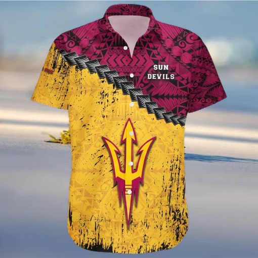 Arizona State Sun Devils NCAA Grunge Polynesian Tattoo Hawaiian Shirt