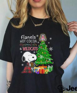 Arizona Wildcats Snoopy Flanels Hot Cocoa Christmas Lights Tree shirt