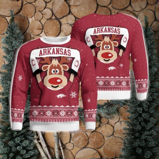 Arkansas Razorbacks Cute Reindeer Ugly Christmas Sweater Christmas Party Gift