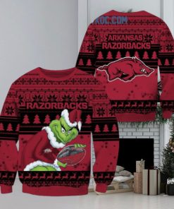 Arkansas Razorbacks Grinch NCAA Christmas Ugly Sweater