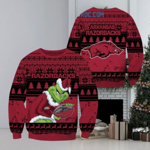 Arkansas Razorbacks Grinch NCAA Christmas Ugly Sweater