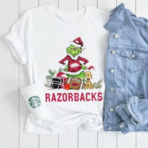 Arkansas Razorbacks Grinch and Max dog funny Christmas shirt