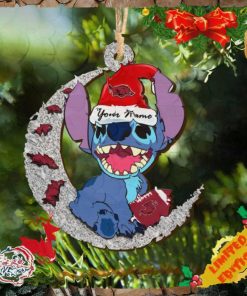 Arkansas Razorbacks Stitch Christmas Ornament NCAA And Stitch With Moon Ornament